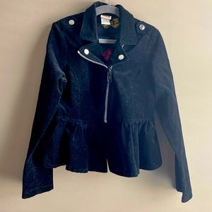 Harajuku Mini for Target Black Velour Moto Ruffle Jacket